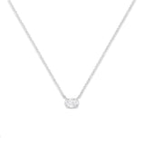 IGI Certified 14k White Gold 1/2 cttw Lab Grown Oval Shape Solitaire Diamond East West 18" Pendant Necklace (E-F Color, VS1-VS2 Clarity)