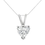 14K White Gold 1/5 Cttw 3-Prong Set Heart Shaped Solitaire Lab Grown Diamond 18" Pendant Necklace (F-G Color, VS2-SI1 Clarity)