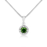.925 Sterling Silver 3/4 Cttw Treated Blue Diamond Solitaire 18" Milgrain Pendant Necklace (Blue Color, I1-I2 Clarity)