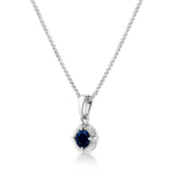 .925 Sterling Silver 3/4 Cttw Treated Blue Diamond Solitaire 18" Milgrain Pendant Necklace (Blue Color, I1-I2 Clarity)
