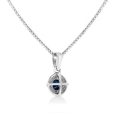 .925 Sterling Silver 3/4 Cttw Treated Blue Diamond Solitaire 18" Milgrain Pendant Necklace (Blue Color, I1-I2 Clarity)