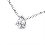 14K White Gold 1/2 Cttw Lab Grown Pear Shape Solitaire Diamond Pendent 18" Necklace (F-G Color, VS2-SI1 Clarity)