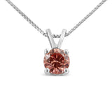 10K White Gold 1/4 Cttw Round Brilliant Cut Lab Grown Blue Diamond 4-Prong Solitaire Pendant Necklace (Blue Color, VS2-SI1 Clarity) - 18"