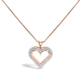.925 Sterling Silver 1.00 Cttw Diamond Heart 18" Pendant Necklace (I-J Color, I2-I3 Clarity)