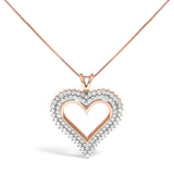 .925 Sterling Silver 1.00 Cttw Diamond Heart 18" Pendant Necklace (I-J Color, I2-I3 Clarity)