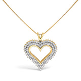 .925 Sterling Silver 1.00 Cttw Diamond Heart 18" Pendant Necklace (I-J Color, I2-I3 Clarity)