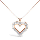 .925 Sterling Silver 1.00 Cttw Diamond Heart 18" Pendant Necklace (I-J Color, I2-I3 Clarity)