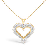 .925 Sterling Silver 1.00 Cttw Diamond Heart 18" Pendant Necklace (I-J Color, I2-I3 Clarity)