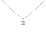 Sterling Silver 1/2 Cttw Princess-Cut Diamond 4 Stone Pendant Necklace