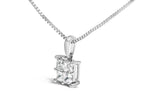 Sterling Silver 1/2 Cttw Princess-Cut Diamond 4 Stone Pendant Necklace