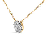 14K Yellow Gold Plated Sterling Silver 3/8 Cttw Diamond Cluster Pendant Necklace