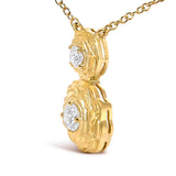 14K Yellow Gold Plated Sterling Silver 1/2 Cttw Lab Grown Diamond Rose Pendant Necklace