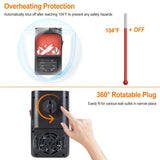 800w Plug-In Space Heater Wall Outlet with 360° Rotatable Plug