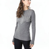 INC International Concepts Embellished Fringe Sweater, Gray,  Size XL