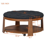 Modern Large Round Ottoman and Coffee Table 2-Tier