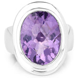 9.01 Carat Genuine Amethyst .925 Sterling Silver Ring