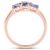18K Rose Gold Plated 0.90 Carat Genuine Tanzanite .925 Sterling Silver Ring