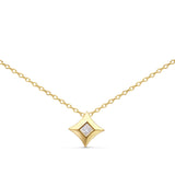 10K Yellow Gold 1/5 Cttw Bezel Set Princess Diamond Kite Shaped Solitaire Pendent Necklace