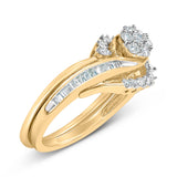 14K Yellow Gold Plated Sterling Silver 1/2 Cttw Diamond Cluster Spiral Bridal Set