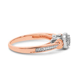 14K Rose Gold Plated Sterling Silver 1/6 Cttw Diamond Knot Cluster Ring