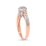 14K Rose Gold Plated Sterling Silver 1/6 Cttw Diamond Knot Cluster Ring