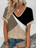 Womens Stylish Printed Slim-fit Short-sleeve Top