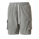 Corduroy Utility Shorts With An Elastic Waist And Drawstring