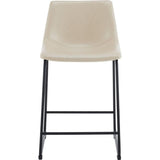 (Set of 2) Vintage Style 24-Inch Armless Industrial Faux Leather Counter Stool with Metal Legs and Footrest for Kitchen Island, Cafe, Pub, Bar Counter, Cream and Black