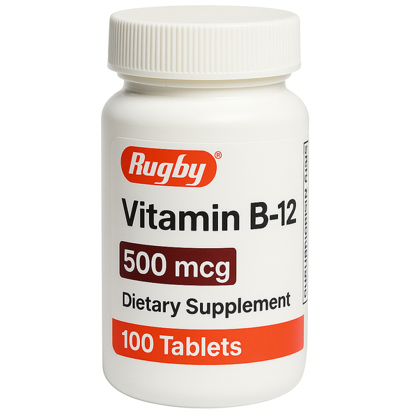 Rugby Vitamin B-12 Dietary Supplement, 500 mcg