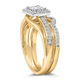 14K Yellow Gold Plated Sterling Silver 1/2 Cttw Princess Square Diamond Bridal Set