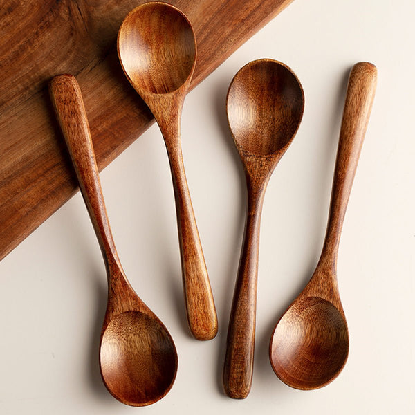Handcrafted Wooden Spoons Set – Geometric Pattern Eco-Friendly Utensils