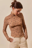 SO ME Floral Print Textured Long Sleeve Knit Top