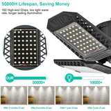 80W Deformable LED Garage Ceiling Lights with 4 Adjustable Panels