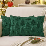 MIULEE Christmas Throw Pillow Covers Dark Green Christmas Decorations Set of 2 Xmas Tree 18x18 Pillow Covers Soft Plush Faux Wool Pillowcases Holiday Festivals Winter Home Decor Sofa Couch Bed Porch