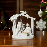 Alupssuc Nativity Set for Christmas Indoor Nativity Scene Decoration, Sculpted Hand Painted Nativity Figurines Scene with Manger, Nativity Figures Sets for Indoor Tabletop Decorations, White