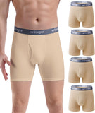 wirarpa Men's Boxer Briefs Cotton Stretch Underwear Open Fly Tagless Underpants Regular Leg 4 PackPack