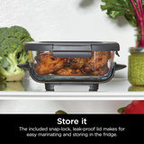 Ninja 6 Cup CleanCrisp Glass Container with Leak-Proof Storage lid, Compatible with Ninja Crispi® Portable Cooking System, Microwave, Freezer & Dishwasher Safe, PFAS & PTFE Free Glass, XSKSFN6CUP