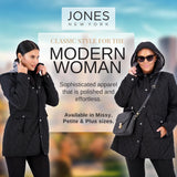 Jones NY Mid-Length Womens Quilted Jacket with Pockets - Winter Coats for Women, Black