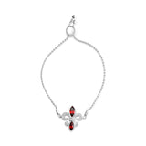 .925 Sterling Silver Marquise Garnet  and Diamond Accent Lariat 4â€-10â€ Fleur De Lis Adjustable Bolo Bracelet (H-I Color, SI1-SI2 Clarity)