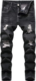 Boy's Skinny Fit Ripped Destroyed Distressed Stretch Slim Jeans Pants
