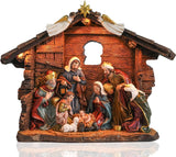 Yinns 9.8 Inch Christmas Nativity Sets, Light Up Nativity Scene Indoor, Manger Nativity Scene Figures Set Holy Family Christmas Tabletop Decotation