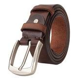 Mens Leather Belt Versatile Solid Pin Buckle Waistband