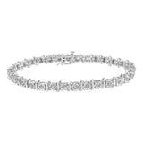 Two-Tone 10K Yellow Gold over .925 Sterling Silver 1.0 Cttw Diamond S-Curve Link Miracle-Set Tennis Bracelet (I-J Color, I3 Clarity) - 7"