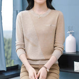 Womens Crew-neck Pullover Knit Top
