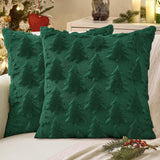 MIULEE Christmas Throw Pillow Covers Dark Green Christmas Decorations Set of 2 Xmas Tree 18x18 Pillow Covers Soft Plush Faux Wool Pillowcases Holiday Festivals Winter Home Decor Sofa Couch Bed Porch