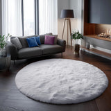 Amdrebio Light Pink Round Rug 4Ft for Girls Bedroom, Fluffy Circle Area Rugs for Kids Room Decor Aesthetic, Cute Shag Fuzzy Carpet for Nursery, Preppy Dorm, Classroom, Playroom, Teen, Baby, Washable
