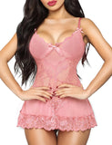 RSLOVE Babydoll Lingerie for Women Lace Chemise Sexy Nightgown Sleepwear Dress