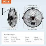 VEVOR 18 inch Wall Mount Fan Waterproof 2 Packs, 3 speed High Velocity 4000 CFM Industrial Wall Fan for Indoor, Commercial, Residential, Warehouse, Greenhouse, Workshop, Basement, Garage,Black