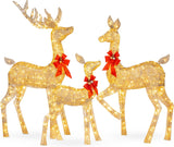 Best Choice Products 3-Piece Large Lighted Christmas Deer Family Set 5Ft Outdoor Yard Decoration with 360 LED Lights, Stakes, Zip Ties - White