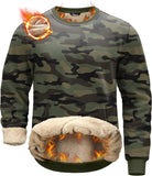 Pudolla Men's Sherpa Lined Sweatshirts Warm Soft Crewneck Sweatshirts Heavyweight Winter Pullover Kangaroo with Pouch Pocket